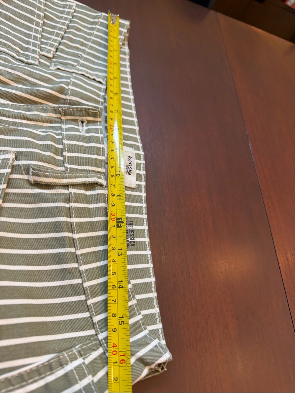 Olive Green Striped Barrel Pants - Picture 4 of 7